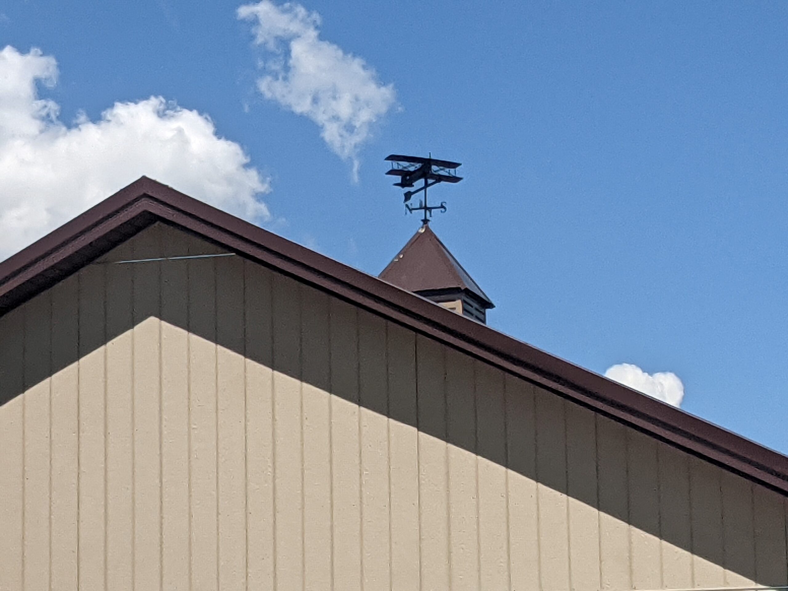 Biplane Weather Vane Cupola by Peak Pole Barns and Manufacturing